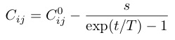 C_{ij}=C_{ij}^0-¥frac{s}{¥exp(t/T)-1}